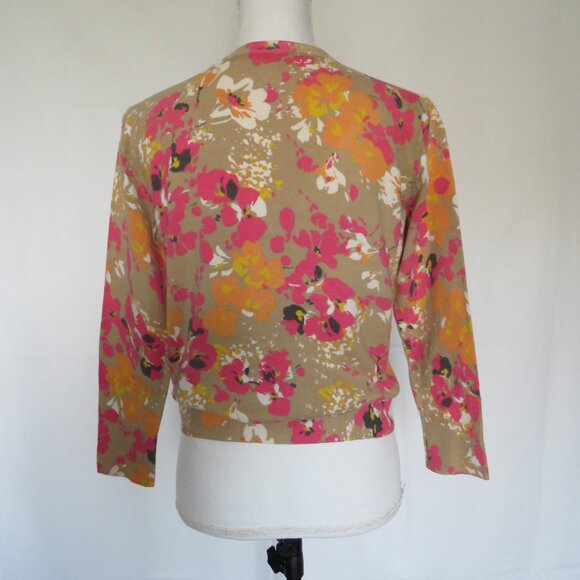 Merona Women’s Multicolor ¾” Long Sleeves Button Up Floral Cardigan M - Picture 6 of 10